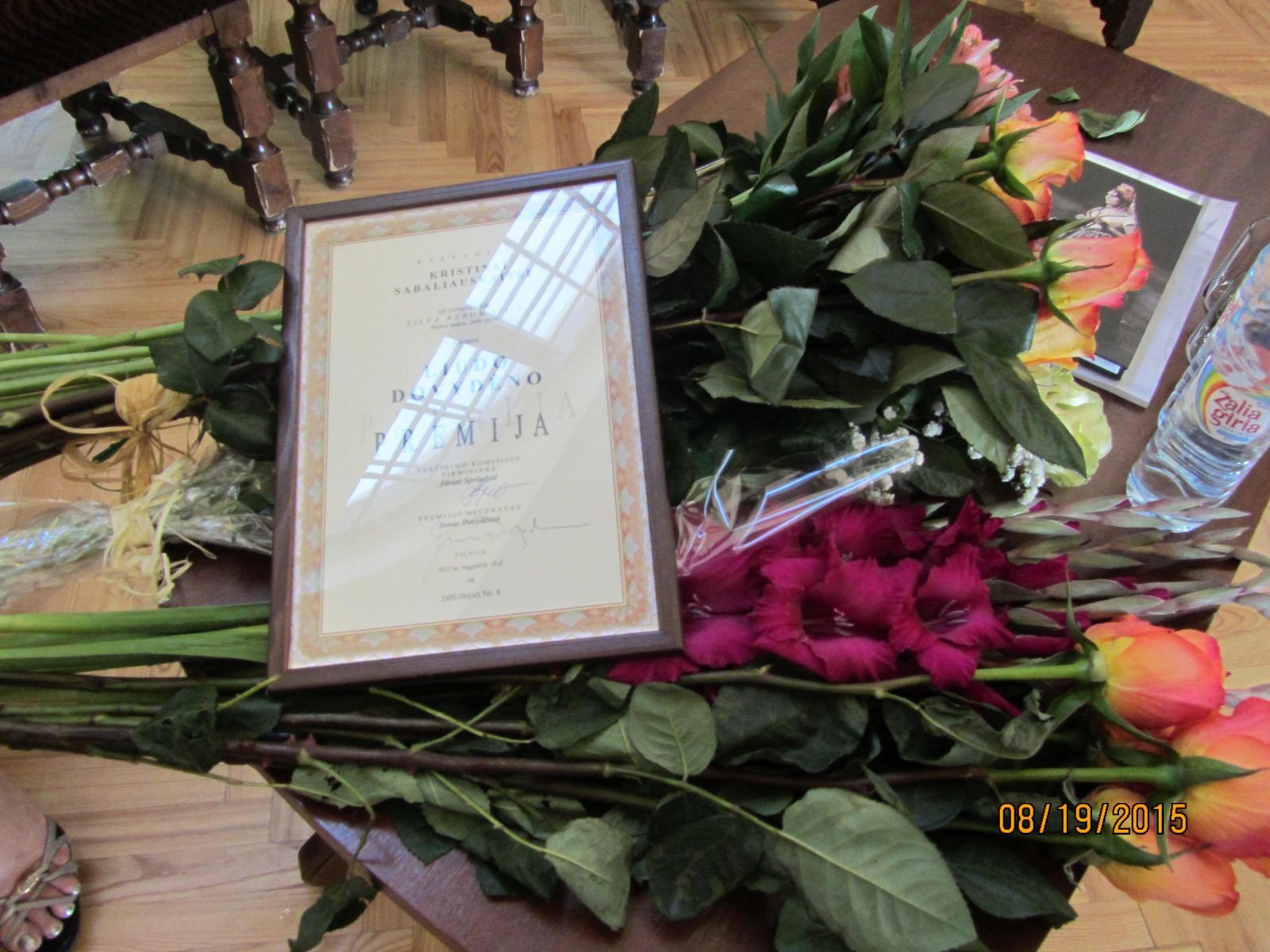 Liudo Dovydėno premijos įteikimas rašytojai Kristinai Sabaliauskaitei. Rokiškis (2015 m.)